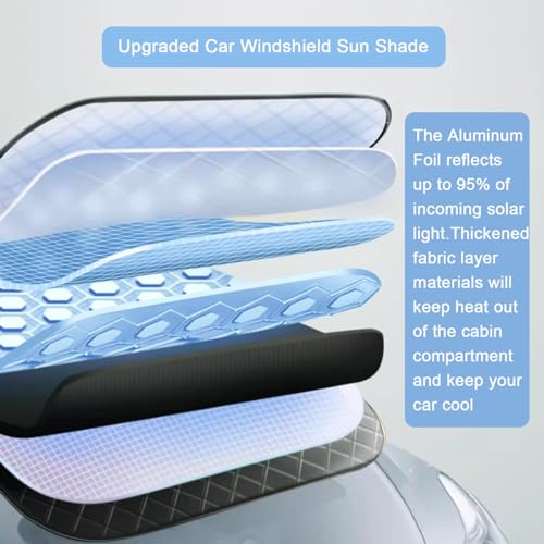 Image of Car Windshield Snow Cover All Weather Windshield Cover with Double Sided Design Windshield Snow Cover Frost,Fog,Ice Removal Foldable Thick Windshield Sunshade for Most Cars SUV