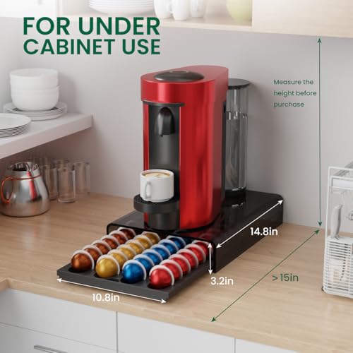 Image of Storage Drawer for Nespresso Vertuo Coffee Pod Holder for Counter Acrylic Coffee Capsule Organizer - 40 Pods