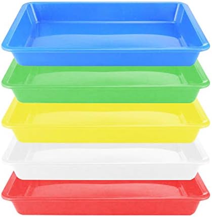 Plastic Art Trays,5 Pieces Stackable Activity Crafts Organizer, Serving, Jewelry Tray for DIY Projects, Painting, Beads, Organizing Supply,5 Color (9.6 x 7.08 x 0.94 inch)