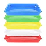 Plastic Art Trays,5 Pieces Stackable Activity Crafts Organizer, Serving, Jewelry Tray for DIY Projects, Painting, Beads, Organizing Supply,5 Color (9.6 x 7.08 x 0.94 inch)