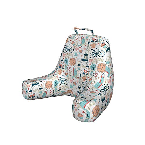 Ambesonne Paris Foam Reading Pillow, Dove Cupcake Eiffel Tower Flowers Falling Leaves Love Grungy Autumn in France Theme, Shredded Visco Bedrest with Washable Cover and Pocket, X-Large, Blush Blue Ambesonne Paris Foam Reading Pillow, Dove Cupcake Eiffel Tower Flowers Falling Leaves Love Grungy Autumn in France Theme, Shredded Visco Bedrest with Washable Cover and Pocket, X-Large, Blush Blue