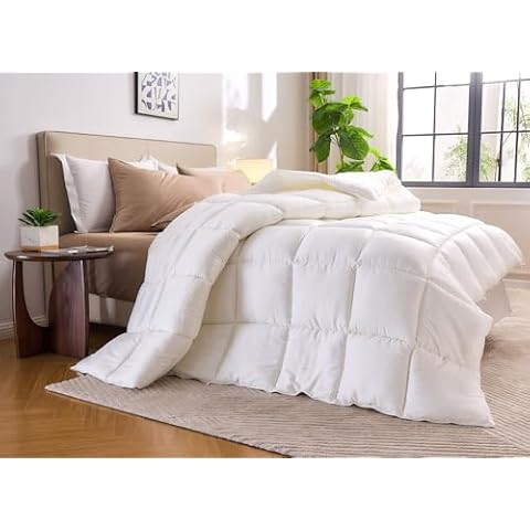 Pure Bamboo Duvet Insert King Size (106x92 in) - Ultra Soft Quilted Duvet Insert with 8 Corner & Side Loops, Double Stitching, Satin Piping - Luxuriously Soft (King, Heavyweight) Cover