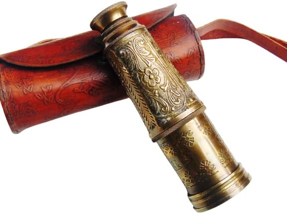 Telescopio Náutico de Latón Hecho a Mano con Estuche de Cuero