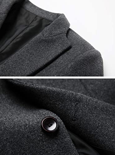 Image of chouyatou Men's Mid-Length Single Breasted Wool Blend Top Coat