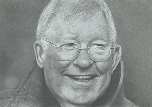Impresión fotográfica de Sir Alex Ferguson en tamaño A3 para decoración de pared monocromática