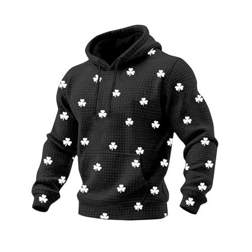 Sudadera anti UV para hombre con capucha ajustable y estampado de cuadros negros talla L