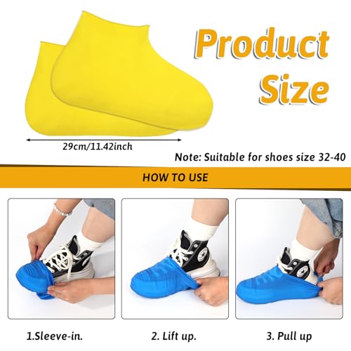 oruola 3 Paar Gummiüberzieher Schuhe,Silikon Überzieher Schuhe,Rutschfest Regen Schuhüberzieher,Rutschfeste Schuhüberzüge für Regen,Schneetag,Schlammige Straßen,Einheitsgröße (Größe: 38-46)