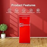 Galanz GLR46TRDER Mini Réfrigérateur avec double porte, thermostat mécanique réglable avec congélateur, 4.6 Cu FT, rouge