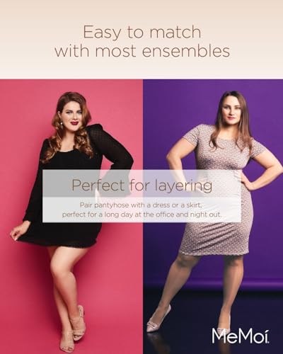 MeMoi Plus Size Curvy Control Top Pantyhose for Women, Back Seam Cuban Heel Pantyhose, Lightweight Womens Stockings - 1X-7X3