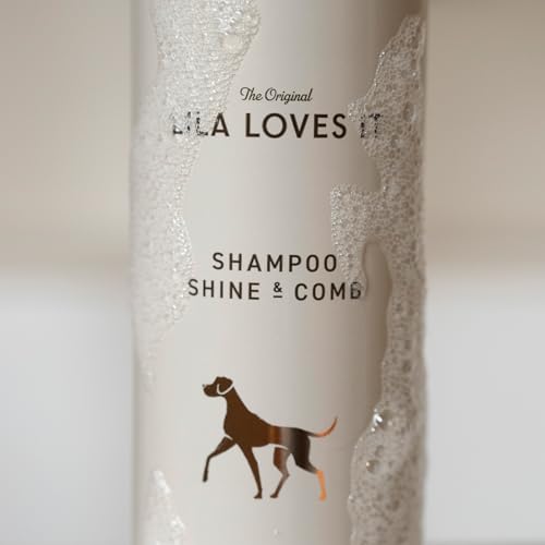 Shampoo für Hunde - natürliche Fellpflege, mit Argan- und Lavendelöl, vegan, ohne Parabene, ohne Parfum & ohne Silikon, SHAMPOO SHINE & COMB von LILA LOVES IT, 250 ml