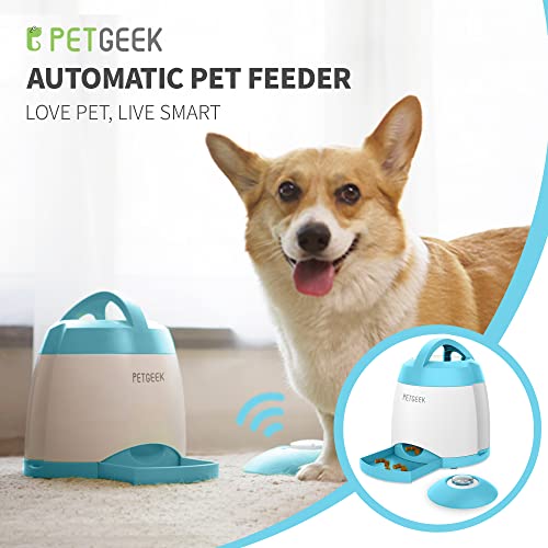 PETGEEK Dog Treat Dispenser with Button, Automatic Dog Feeder with Remote Control and Dual Power Supply, Dogs Puzzle Toys and Interactive Pet Stimulation Toys for Indoor/Outdoor Play (Blue) - Thumbnail 4