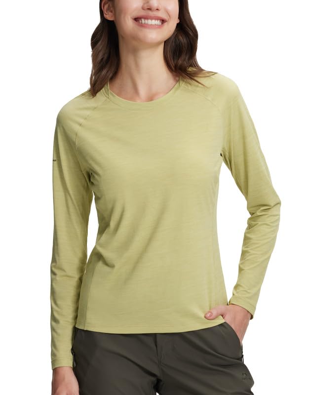 Pioneer Camp Sportshirt Damen Langarm Feuchtigkeitstransport Funktionsshirt Schnelltrocknende Langarmshirt Sport Rundhalsausschnitt mit DaumenlöCher Wanderbluse Oberteile