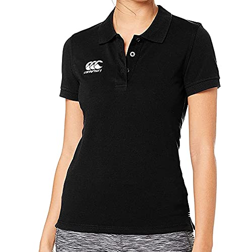 Image of Canterbury Women's Waimak Cotton Polo Shirt | Rugby Shirt | Casual Polo Shirt, Black, 8