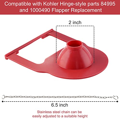 Hibbent 2 Inch Toilet Flapper Replacement Compatible with Kohler Hinge-style parts 84995 and 1000490 Toilet Flapper, High Performance with Stainless Chain, Easy to Install - image 3
