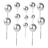 Mini Balloon Cake Toppers Round Silver Ball Cupcake Toppers Cake Decorations for Birthday Wedding An