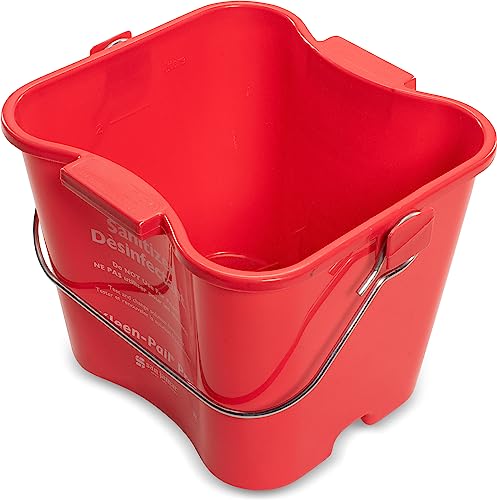 Image of San Jamar Kleen-Pail Pro Sanitizer Pail Cleaning Bucket with Bail Handle for Cleaning, Kitchens, Restaurants, And Janitorial Use, Plastic, 3 Quarts, Red
