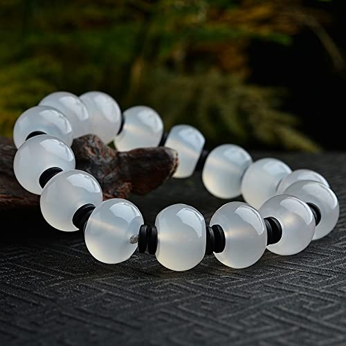 DFGFD Bracelet en calcédoine Blanche Naturelle Femmes Hommes Perles de Pierre de Jades Bracelet en Perles élastiques Bracelets de Jade en Agate Rouge du sud Cover
