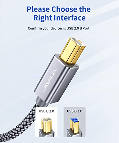 Best Offer JSAUX Printer Cable, 6.6FT USB Printer Cord 2.0 Type A Male to B Male Cable Scanner Cord High Speed Compatible with HP, Canon, Dell, Epson, Lexmark, Xerox, Samsung and More (Grey) - Image 6