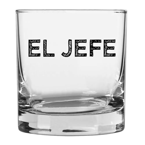 Spotted Dog Company Printed 11oz Whiskey Glass - El Jefe - Boss Day Gift, Manager Director Gift - Grit, National Boss Day Gifts Best Co-Worker Ever Funny, Gifts for Him, Father's Day