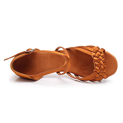 HIPPOSEUS Girls Satin Latin Dance Shoes Low Heel Ballroom Salsa Dance Practice Shoes3