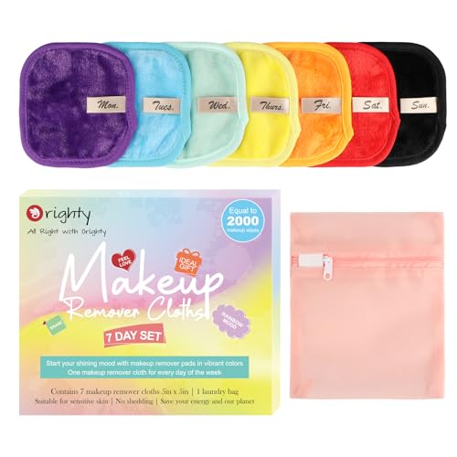 Orighty Makeup Remover Cloths 12 Pack, Makeup Removal Face Cleansing Cloth, Reusable Make Up Remover Pads Remove Instantly Dirt with Just Water, 5 x 5 in