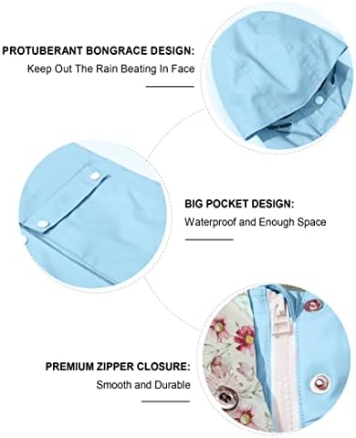 SOLOCOTE Kids Rain Jacket Hooded Lined Rubber RainCoats for Girls Boys Waterproof Windproof, 180806 Light Blue 9-10Y - 5