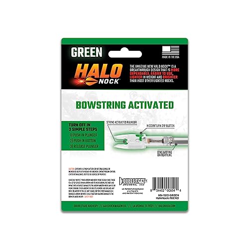 Halo Nock Micro Lighted Nocks for Archery & Bowhunting, Fits .165-.166 Internal Diameter Arrows, Green, 3-Pack
