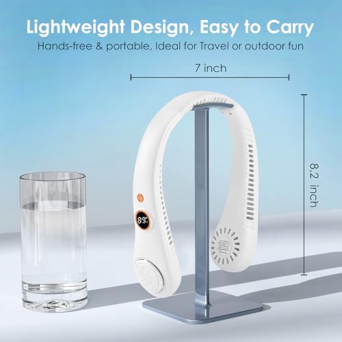 Image of Gesto Portable Neck Fan Rechargeable - Hands-Free Neck Fan for Summer With 1500 mAh Battery & Display | 5-Speed 360 Airflow, USB Charging Personal Fan for Home, Kitchen, Gym, Travel, Running -White