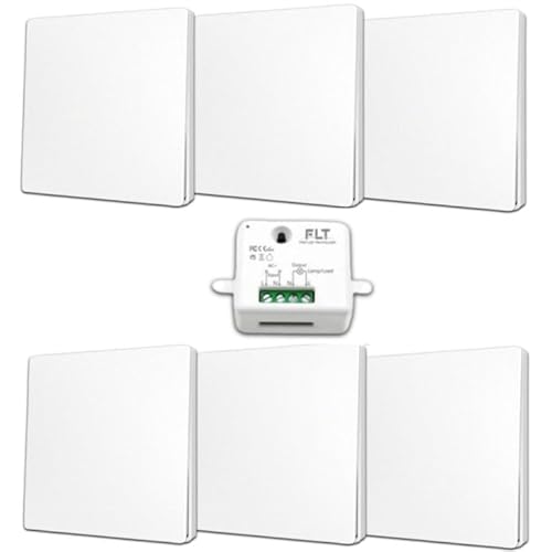Interrupteur sans Fil et sans Pile Auto alimenté - Écologique - Qualité Pro - Va et Vient RF 6 télécommande + 1 Relais Radio encastrable - Longue Distance - Intérieur Extérieur IP64