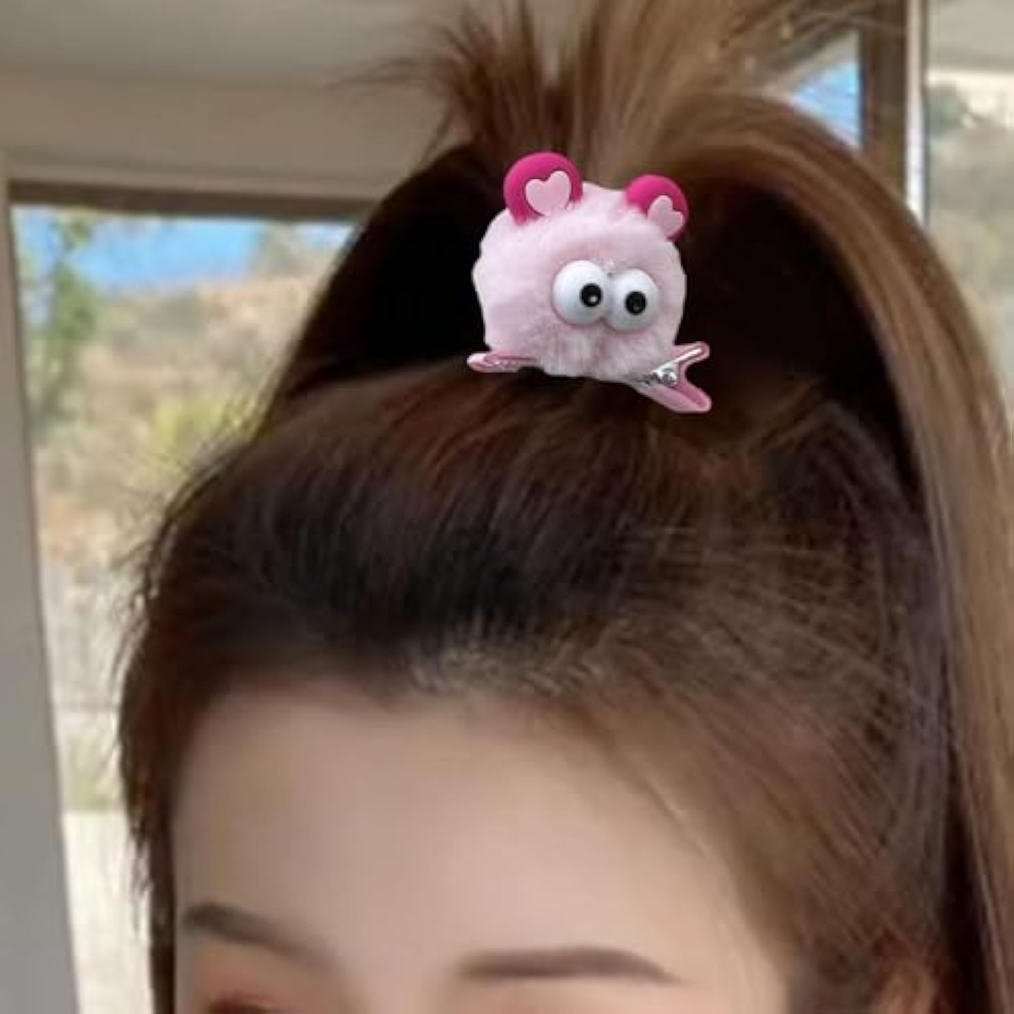Cute Plush Hairpins for Thin Hair, 2 Pack