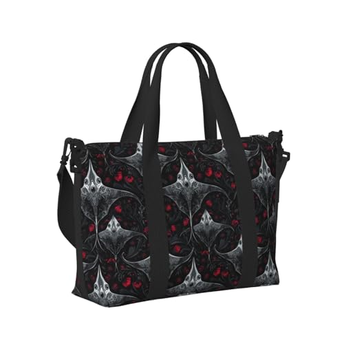Laptop Tote Bag for Women Work - Gothic Manta Rose Print Weekender Overnight Bags for Women Travel, Gym Duffle Bag for Men, Personal Item Crossbody Travel Bags for Men Carry On