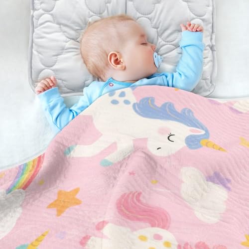 Custom Cute Cartoon White Rainbow Unicorns Blanket Baby Girl boy Breathable Customization Kitten Baby Name Blanket Personalized for Girls or Boys 30x40in necesarias para Bebes4