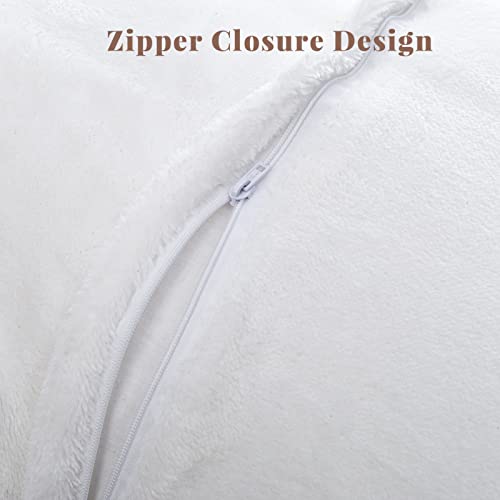 Choshome Faux Fur Pillowcases Standard Size, Set Of 2 Shaggy Plush Fluffy Pillow Cases Home Decorative Fuzzy Pillow Covers, Zipper Closure, 20" X 26", White #TOP2