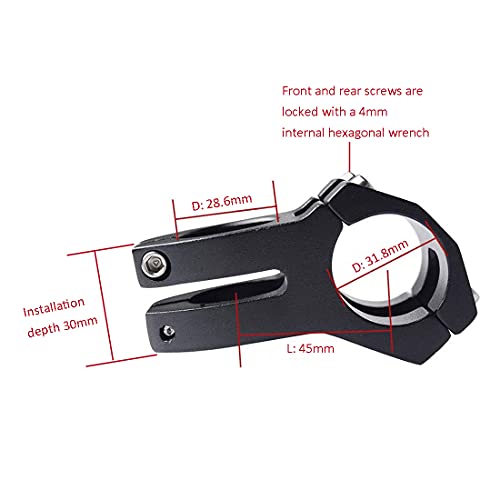 Wake High-Strength 31.8Mm Aluminum Alloy Mountain Mtb Bike Stem Riser 45Mm Short Handlebar Stem For Most Bicycle, Road Bike, Bmx, Mtb Downhill (Black) #TOP4