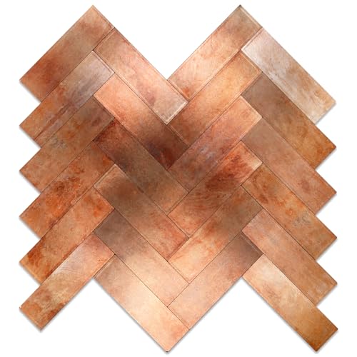 Yipscazo 10 Sheets Retro Copper Herringbone Peel and Stick Backsplash