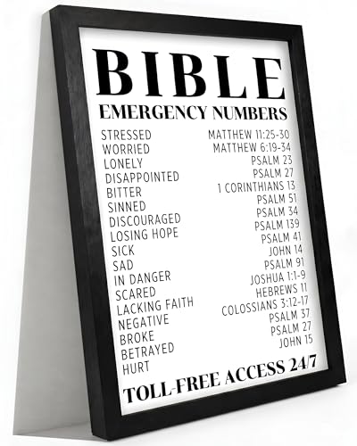 Christian Bible Emergency Numbers Canvas Wall Art Solid Wood Framed