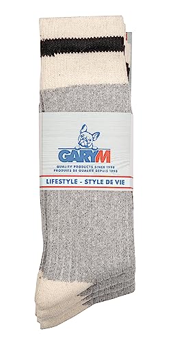 GaryM Men's Heritage Stripe Performance Cushioned Socks, Work Hiking Camp Sock, Boot Size 7-12, 4-Pairs4