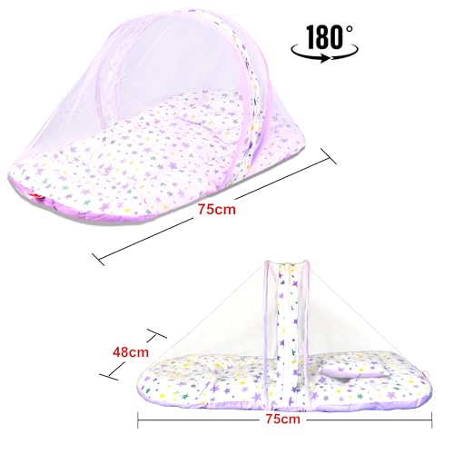 Image of VParents Joy Purple Cotton Bedding Set & Mosquito Net
