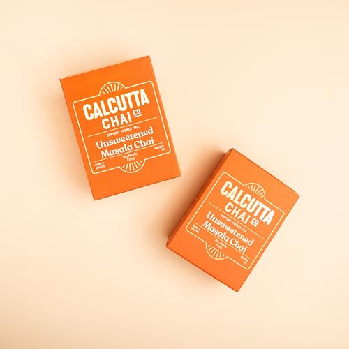 Image of Calcutta Chai Co Unsweetened Masala Chai|Instant Tea Premix|30 Sachets|420 Gram-Pack Of 2|Zero Added Sugar|Made With Assam Tea|Added Natural Spices