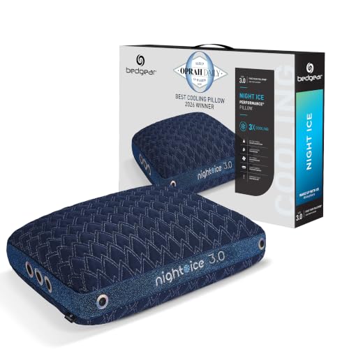 Bedgear Night Ice Performance Pillow Oprah Daily 2026 Best Cooling Pillow Size 3.0 High Profile for Side Sleepers & Broad Shoulders 3-Layer Cooling System with Ver-Tex Cover & Air-X Mesh