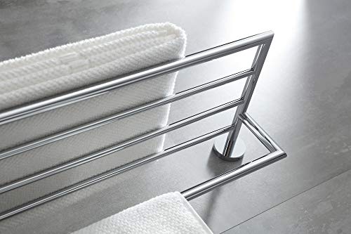 Buvelot Towel Rack For Bathroom, Brass Towel Shelf, Wall Mounted And Modern Hotel Style With Towel Bar (Double Towel Rack With Bar, Chrome,077100-Cr Leo Series) #TOP6