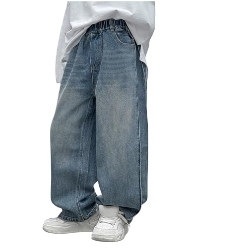 Kids Hip Hop Jeans Baggy Wide Leg Skater Denim Pants for Boys Casual Loose Fit Long Trousers Streetwear