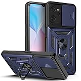 ESTH® Funda para Realme C35/Narzo 50A Prime con Protección de Cámara Cubierta y Soporte de Anillo [Compatible con Soporte Magnético para Coche] Carcasa Grado Militar Anti-caída, Azul