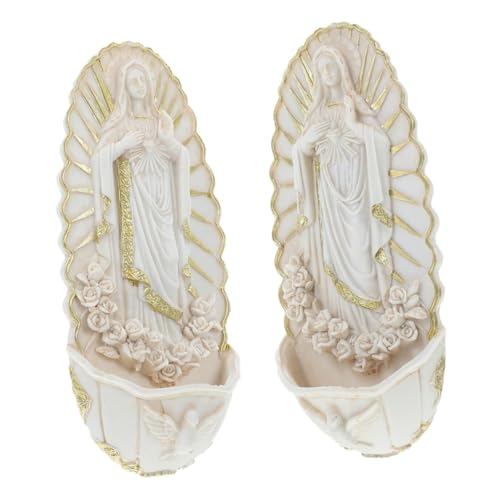 IMIKEYA 2pièces Décoration Murale Suspendue Saint Eau Bénite Vue Guadalupe Pour Première Communion Accessoire Religieux Intérieur Calme