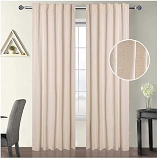 Linen Clubs Set of 2.100% Slub Cotton Duck Curtain White, Cotton Duck Reverse Tab Top Window Panels, 127 x 182.9 cm, Machine Washable for Easy Care