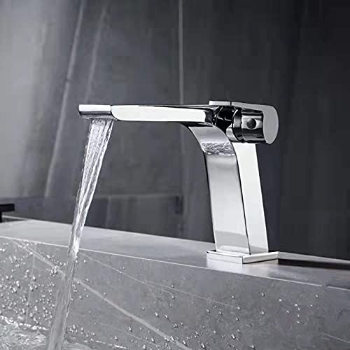 Robinets en laiton cascade chrome de style simple pour vasque design - 3