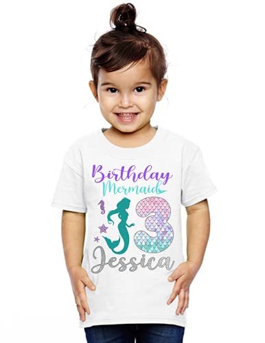 Personalized Mermaid Birthday Shirt, Add Any Name and Age, Custom Shirts for a Mermaid Birthday Party, Family Matching Shirts.2