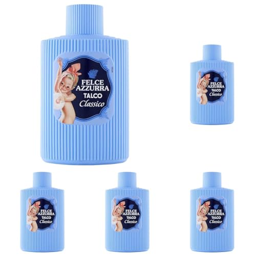 Felce Azzurra - Talco in Polvere Profumato Classico in Barattolo Assorbente, Rinfrescante, Lenitivo per Adulti, Bambini e Bagnetto Neonato con Formula 100% Naturale per Pelle Morbida e Asciutta, 200gr