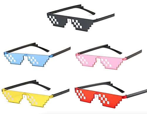 Image of DC DECORIO Thug Life Sunglasses Pixel Gangsta Life Funny Novelty Shades (Black) (ALL 5 COLORS)