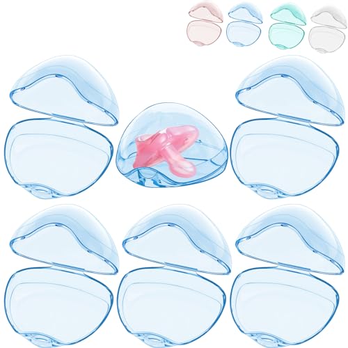 Image of Pacifier Case,6 Pack BPA Free Pacifier Holder Case,Transparent Container Box for Baby Binky(Not Included),Essential Pacifier Accessories,Alway Keep Paci Clean,Easy to Clean(Blue)